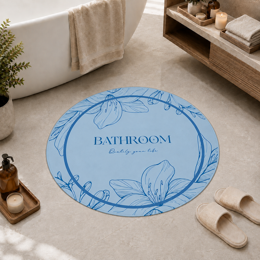 Tappeto Bagno Stampa Digitale Forma Ovale Clean Celesta Carta da Zucchero