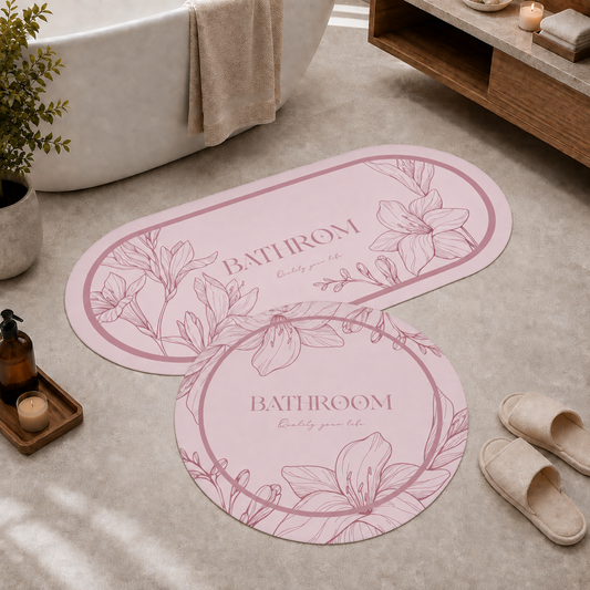 Tappeto Bagno Stampa Digitale Forma Ovale Clean Cipria