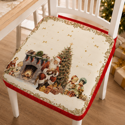 Coprisedia Natalizi con Elastico in Stampa Digitale Vintage Xmas