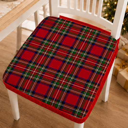 Coprisedia Natalizi con Elastico in Stampa Digitale Tartan