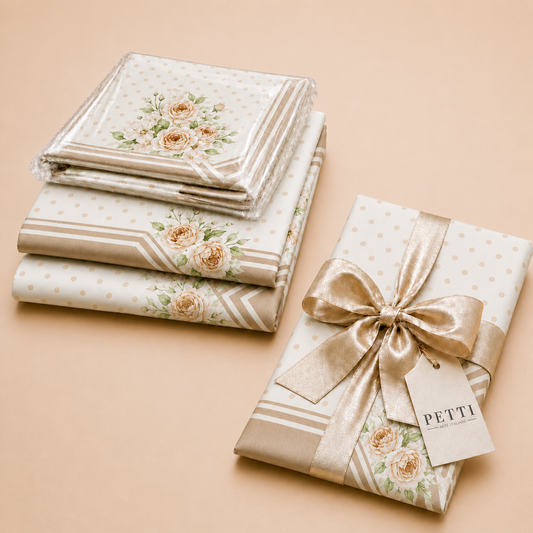 Promo Cucina Shabby Pois Beige Tovaglia in Stampa Digitale + Tovaglia Trasparente + Runner in Omaggio