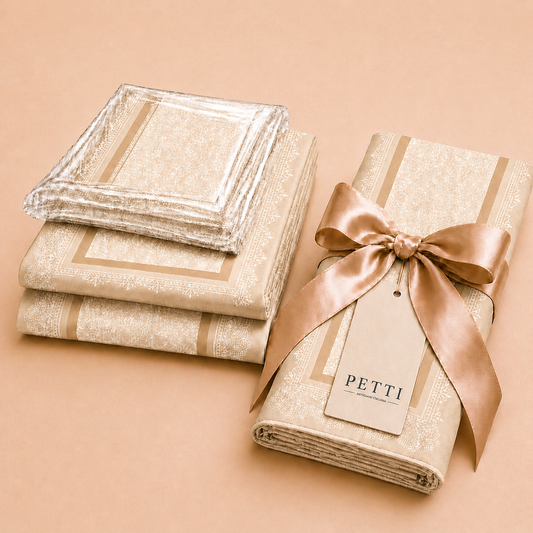 Promo Cucina Fiocco Beige Tovaglia in Stampa Digitale + Tovaglia Trasparente + Runner in Omaggio