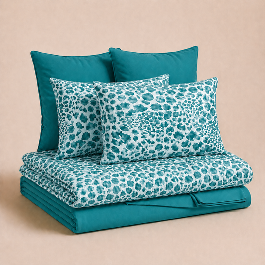 Set Animalier Cobra Tiffany Copriletti Estivi + Lenzuola in Cotone + Federa in Stampa Digitale