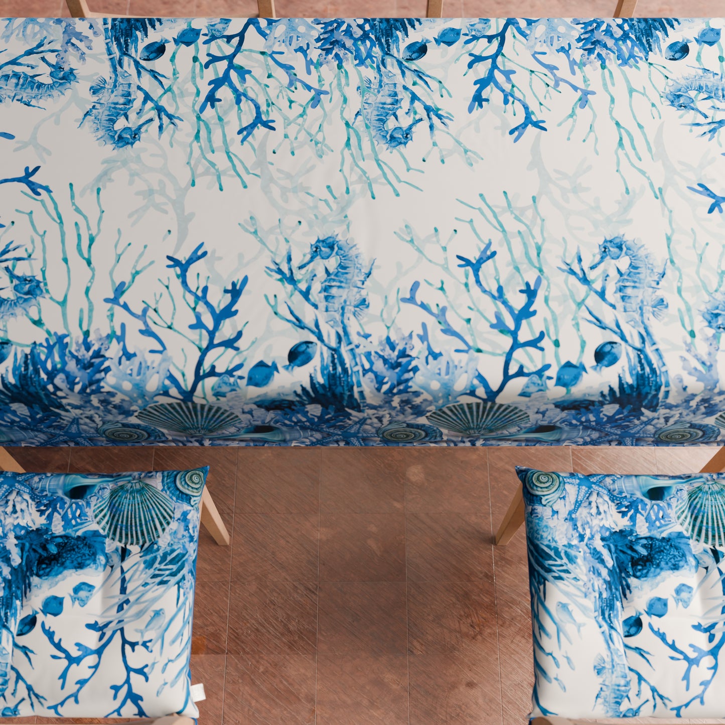 Coussins pour chaises Housse de chaise 6 pièces Corail bleu
