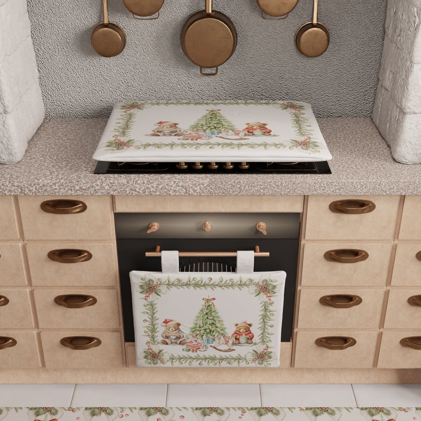 Copriforno Natalizio per Cucina in Stampa Digitale Xmas Bears