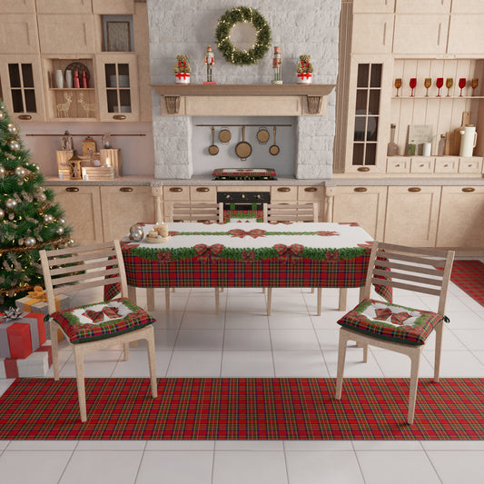 Cuscini per Sedie Natalizi Coprisedia Natalizi 6 Pezzi Fiocco Tartan, Fantasia Scozzese