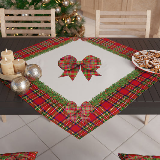 Centre de Table de Noël pour Cuisine en Impression Numérique Nœud Tartan, Motif Écossais