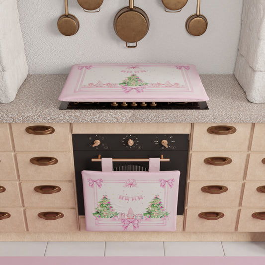 Coprifornello Natalizio Coprifuochi Cucina in Stampa Digitale Gnomo Rosa