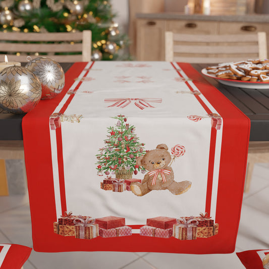 Chemin de Table de Noël, Nappe Chemin de Noël, Chemin de Cuisine Ourson