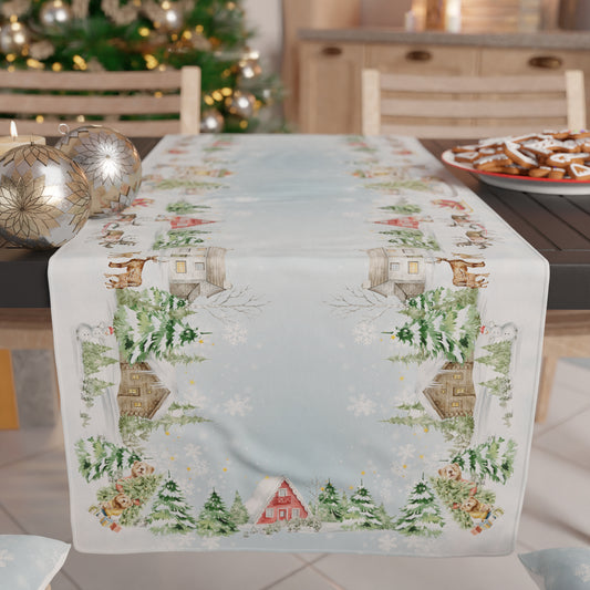 Chemin de table de Noël, chemin de table de Noël, nappe chemin de table de Noël, chemin de table de cuisine Neige