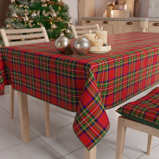 Tovaglia Natalizia, Tovaglia da tavola Antimacchia, Copritavolo da Cucina Tartan, Fantasia Scozzese