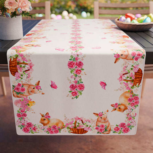 Chemin de table de Pâques, Nappe chemin de table de Pâques, Chemin de cuisine Lapin Rose