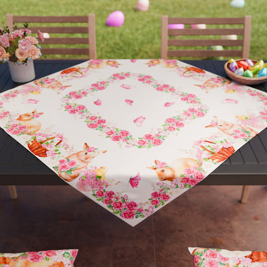 Centre de table de Pâques pour cuisine en impression numérique Lapin Rose