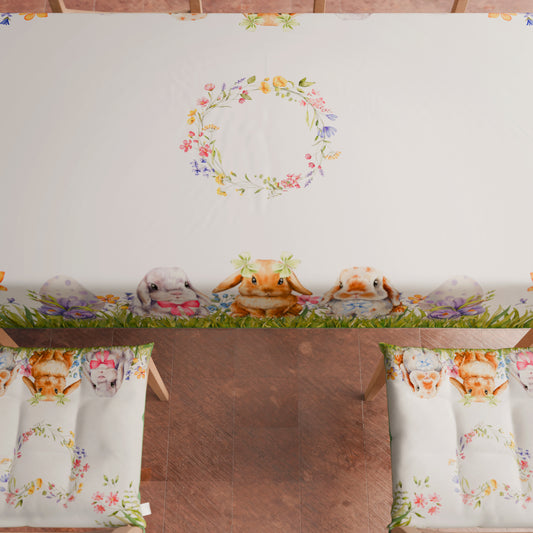 Tovaglia Pasquale da Tavola Antimacchia, Copritavolo Pasqua da Cucina Rabbit