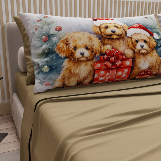 Draps de Noël en coton, parure de lit avec taies d'oreiller en impression numérique Chien