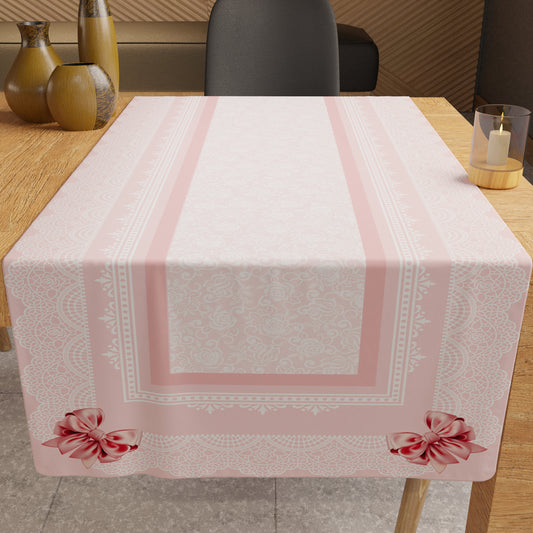 Runner Tavola Antimacchia Fiocco Rosa 40x140 cm Stampa Digitale Made in Italy | PETTI