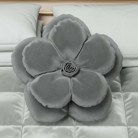 Coussin décoratif fleur gris foncé