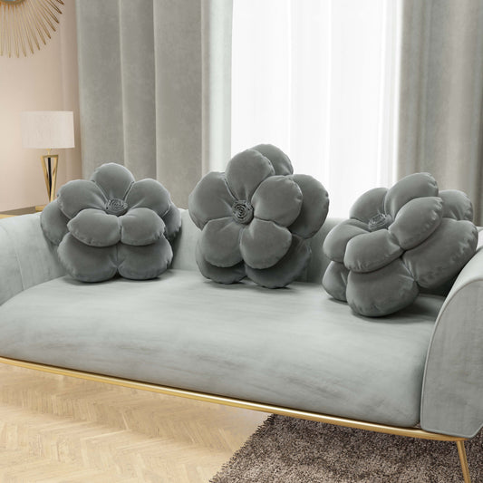 Coussin décoratif fleur gris foncé