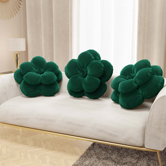 Coussin décoratif fleur émeraude