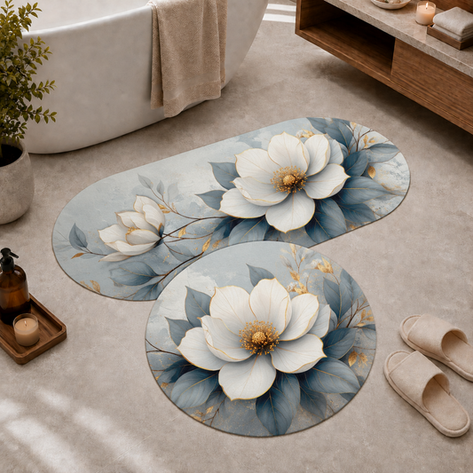 Tappeto Bagno Stampa Digitale Forma Ovale Flora 03