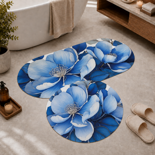 Tappeto Bagno Stampa Digitale Forma Ovale Flora 01