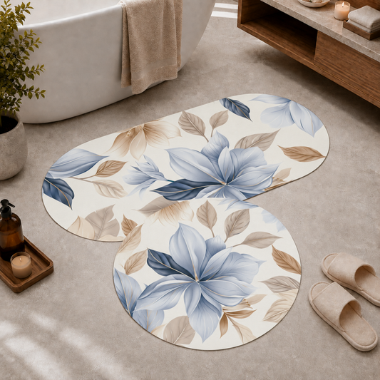 Tappeto Bagno Stampa Digitale Forma Ovale Flora 02