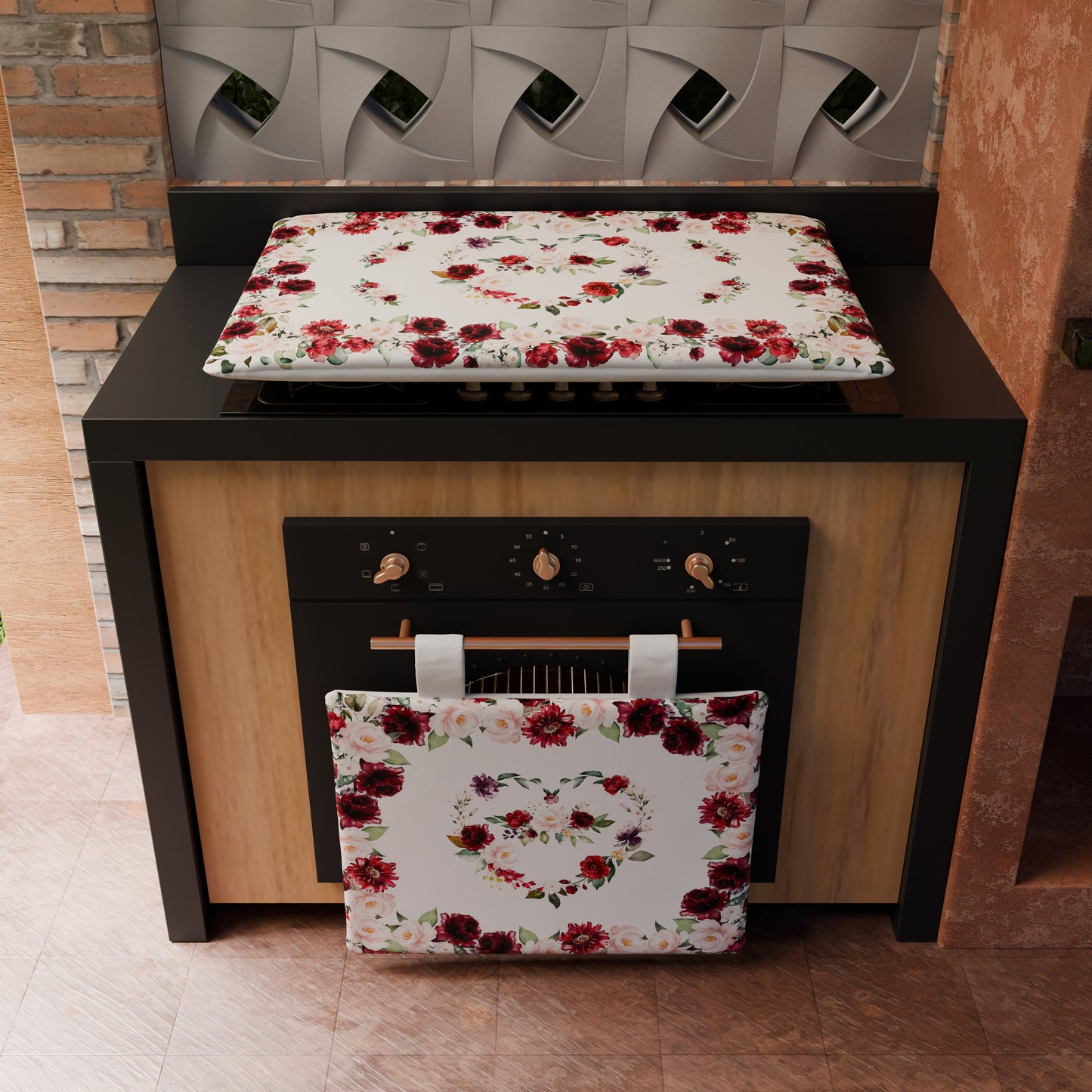 Coprifornello Coprifuochi Cucina in Stampa Digitale Floreale-07 1pz 50x70cm