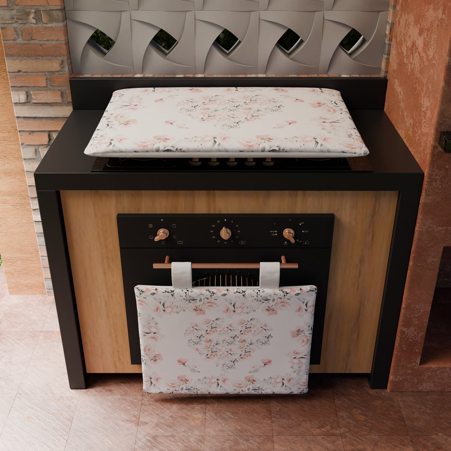 Coprifornello Coprifuochi Cucina in Stampa Digitale Floreale-17 1pz 50x70cm