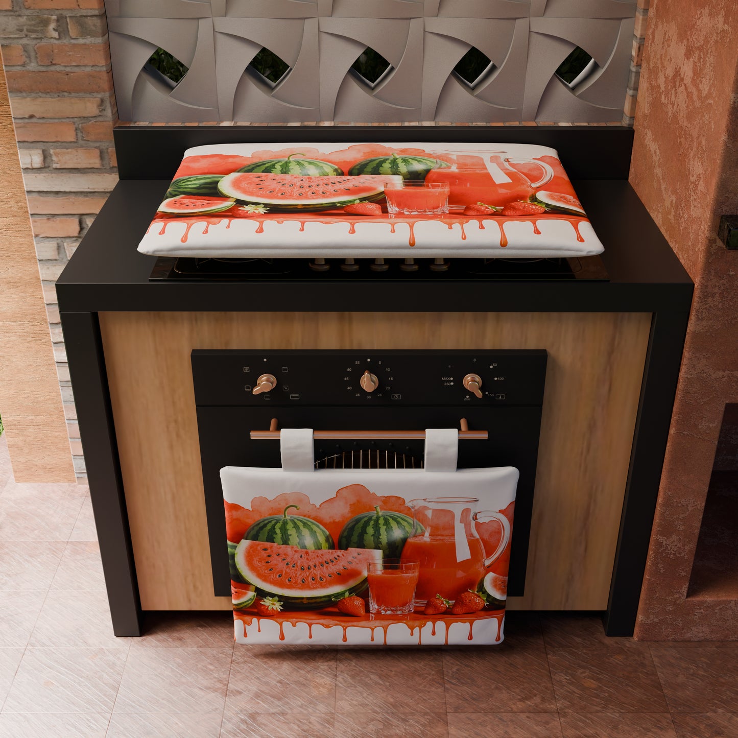 Coprifornello Coprifuochi Cucina in Stampa Digitale Fruit - Melone e Fragola