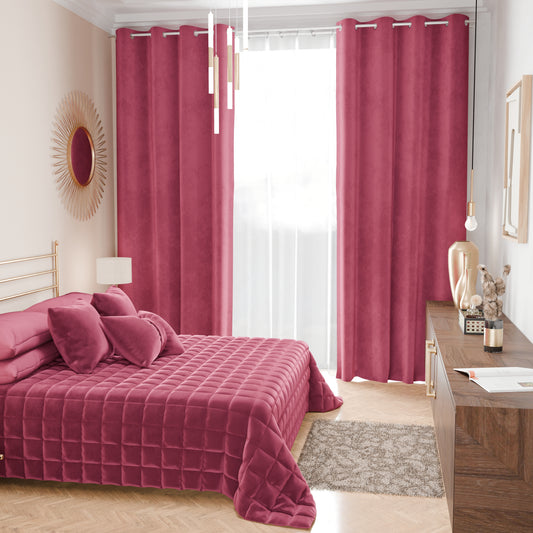 Trapuntino Copriletto Primaverile Autunnale in Velluto Double Face Fucsia