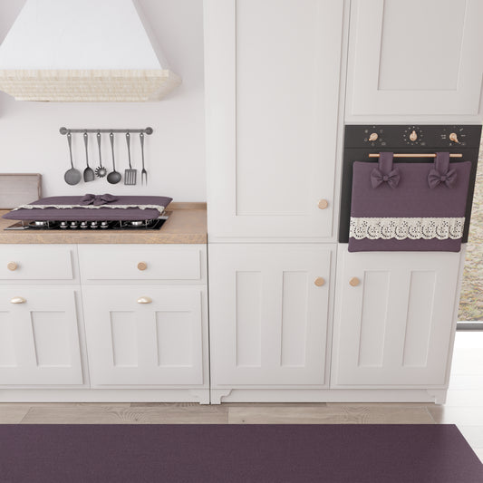 Coprifornello Coprifuochi Shabby Chic con Pizzo e Fiocco Malva