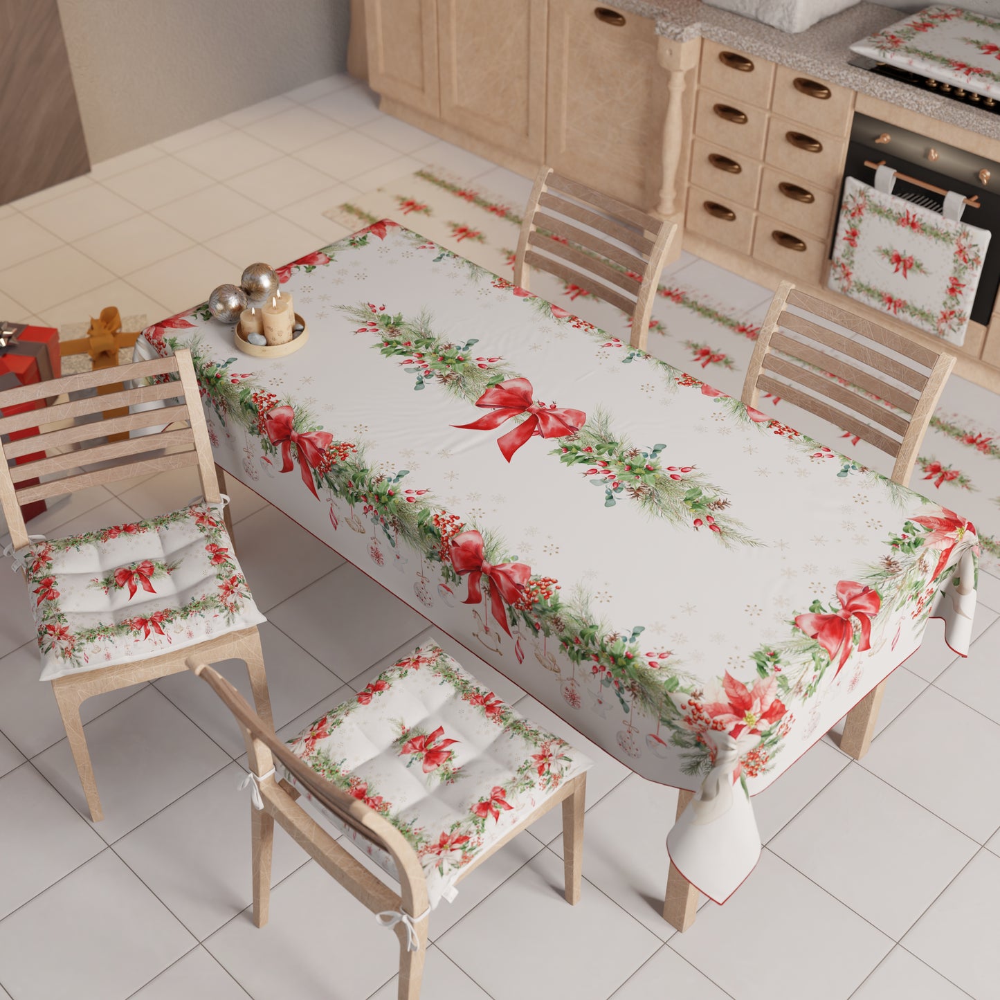 Cuscini per Sedie Natalizi Coprisedia Natalizi 6 Pezzi Ghirlanda Natale