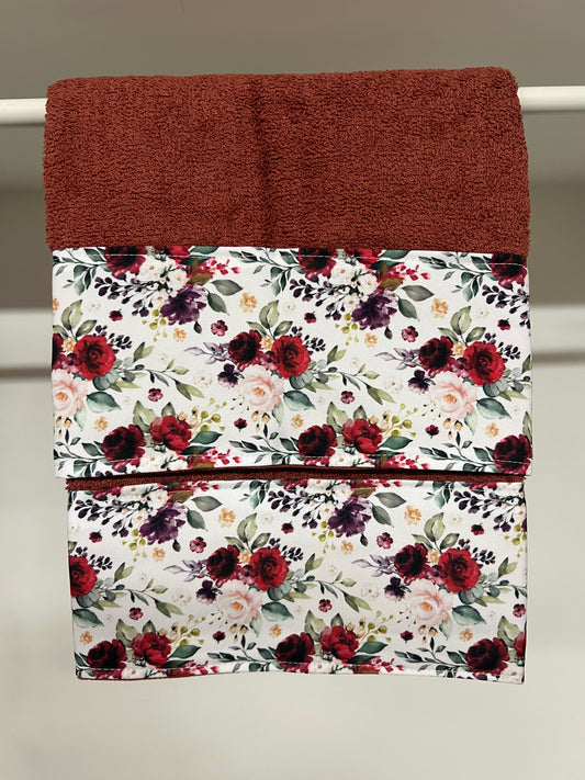 Serviette de Bain 1+1 avec Bordure en Impression Digitale Florale 07