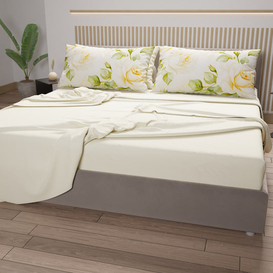 Lenzuola in Cotone, Completo Letto con Federe in Stampa Digitale Wedding Flower