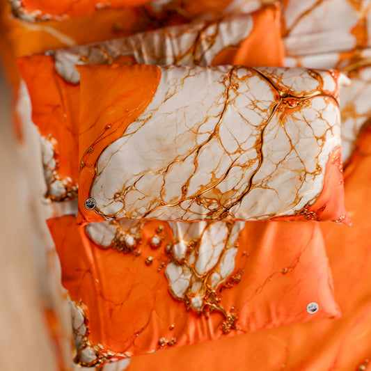Paire de Taies d'Oreiller Élégantes Effet Marbre Orange
