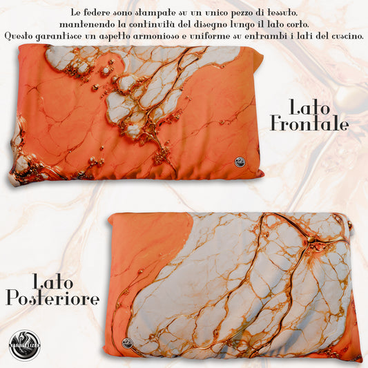 Paire de Taies d'Oreiller Élégantes Effet Marbre Orange