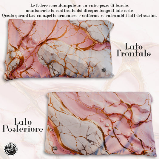 Paire de Taies d'Oreiller Élégantes Effet Marbre Rose