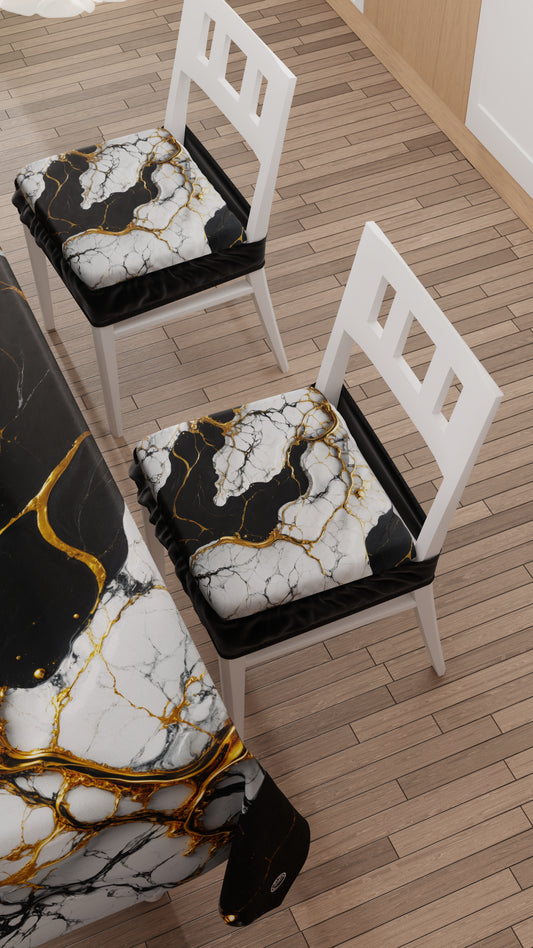 Coussins pour chaises avec élastique Housse de chaise effet marbre noir blanc - GILDENITE