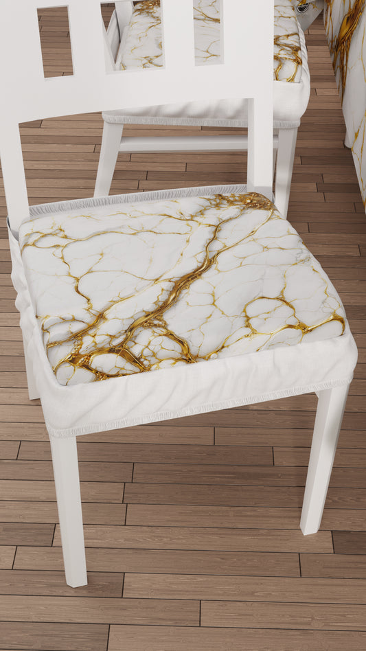 Coussins pour chaises avec élastique Housse de chaise effet marbre blanc - MARBLICE