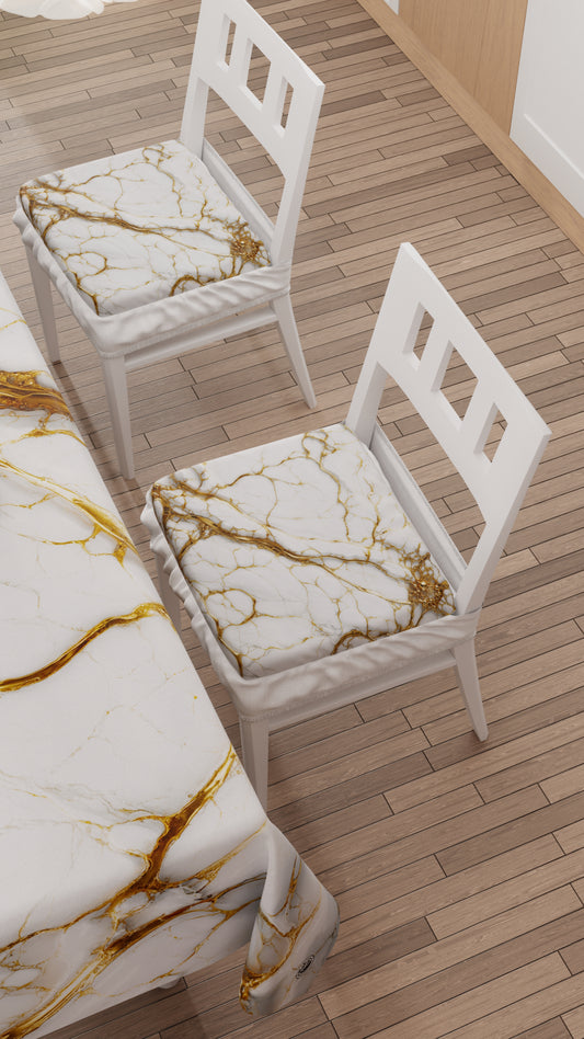 Coussins pour chaises avec élastique Housse de chaise effet marbre blanc - MARBLICE
