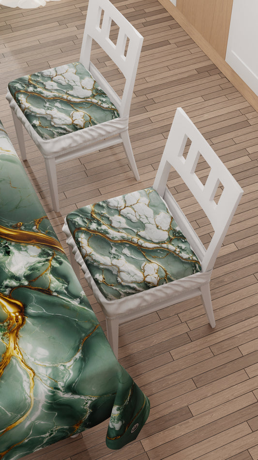 Coussins pour Chaises avec Élastique Housse de Chaise Effet Marbre Sauge - SALVOR