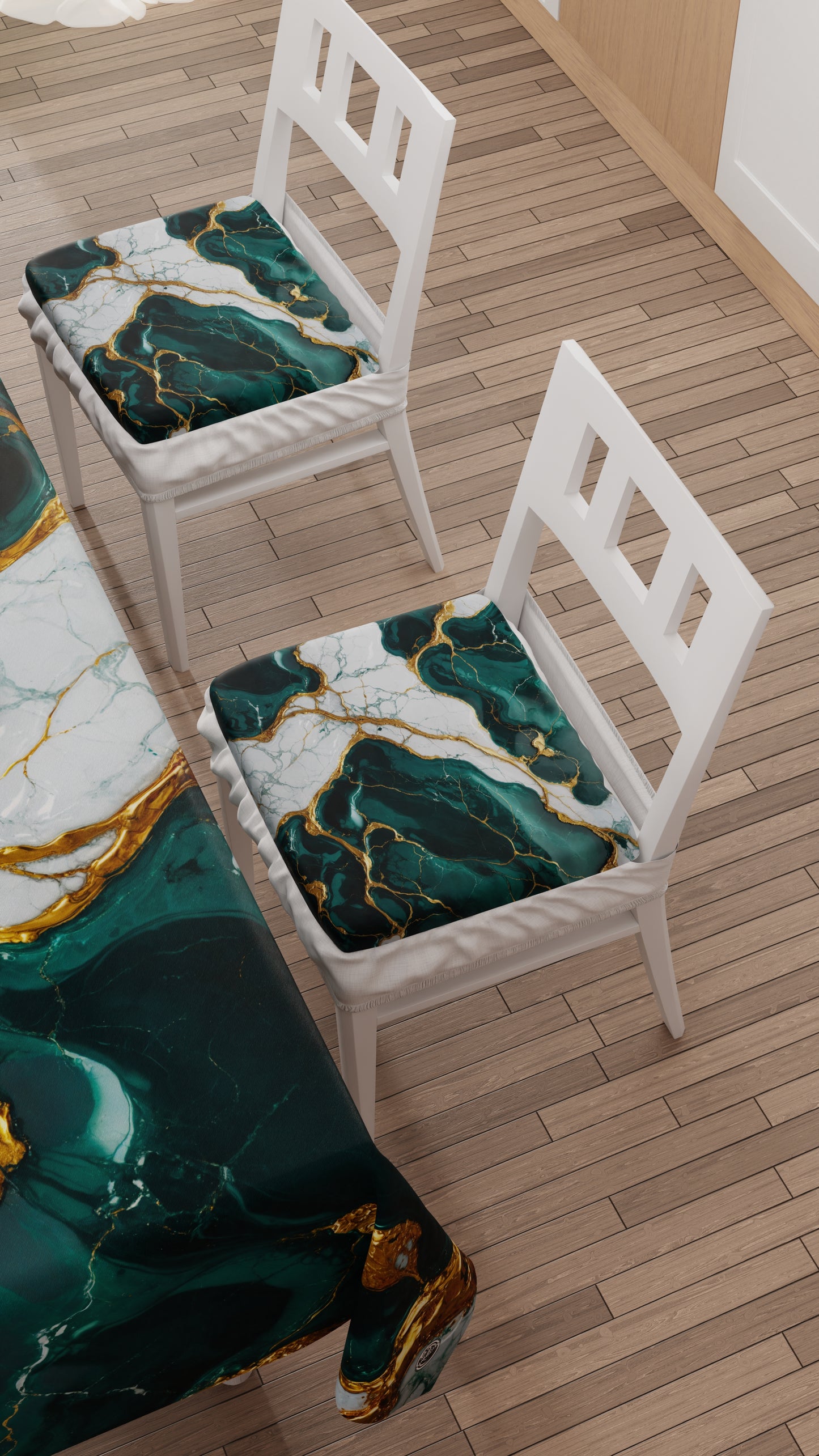 Cuscini per Sedie con Elastico Coprisedia Effetto Marmo Ottanio - TEALGEM