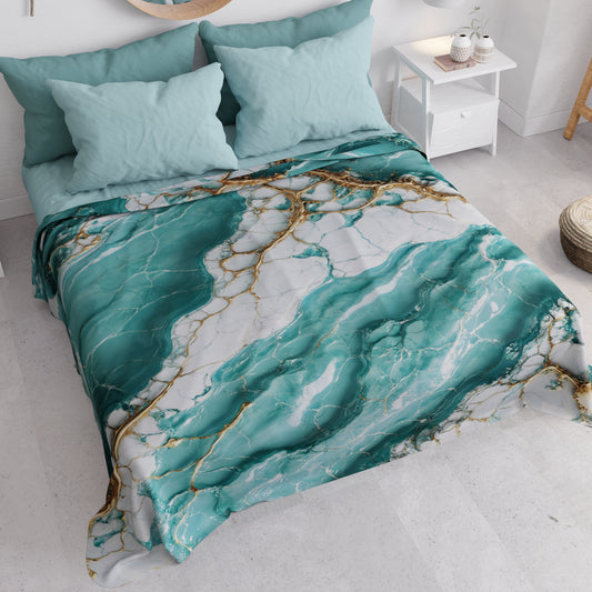Copriletto Estivo, Coperta Leggera, Lenzuola Copriletto Effetto Aquamarina - AQUATIQUE