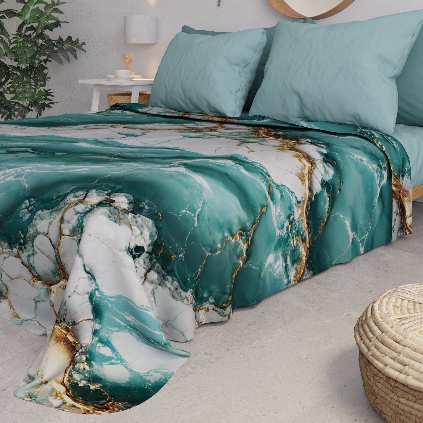 Copriletto Estivo, Coperta Leggera, Lenzuola Copriletto Effetto Aquamarina - AQUATIQUE