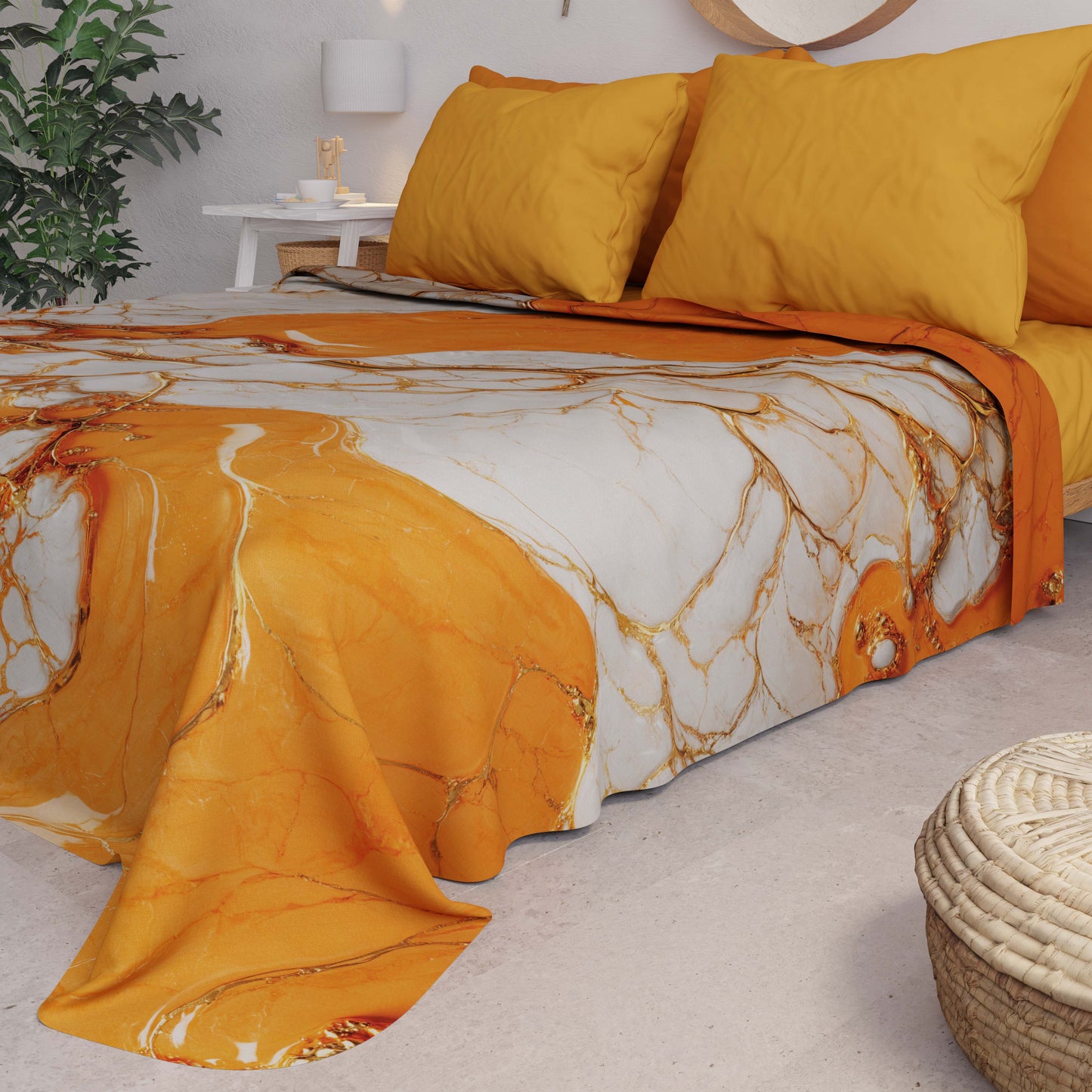 Copriletto Estivo, Coperta Leggera, Lenzuola Copriletto Effetto Arancione - AURANGE