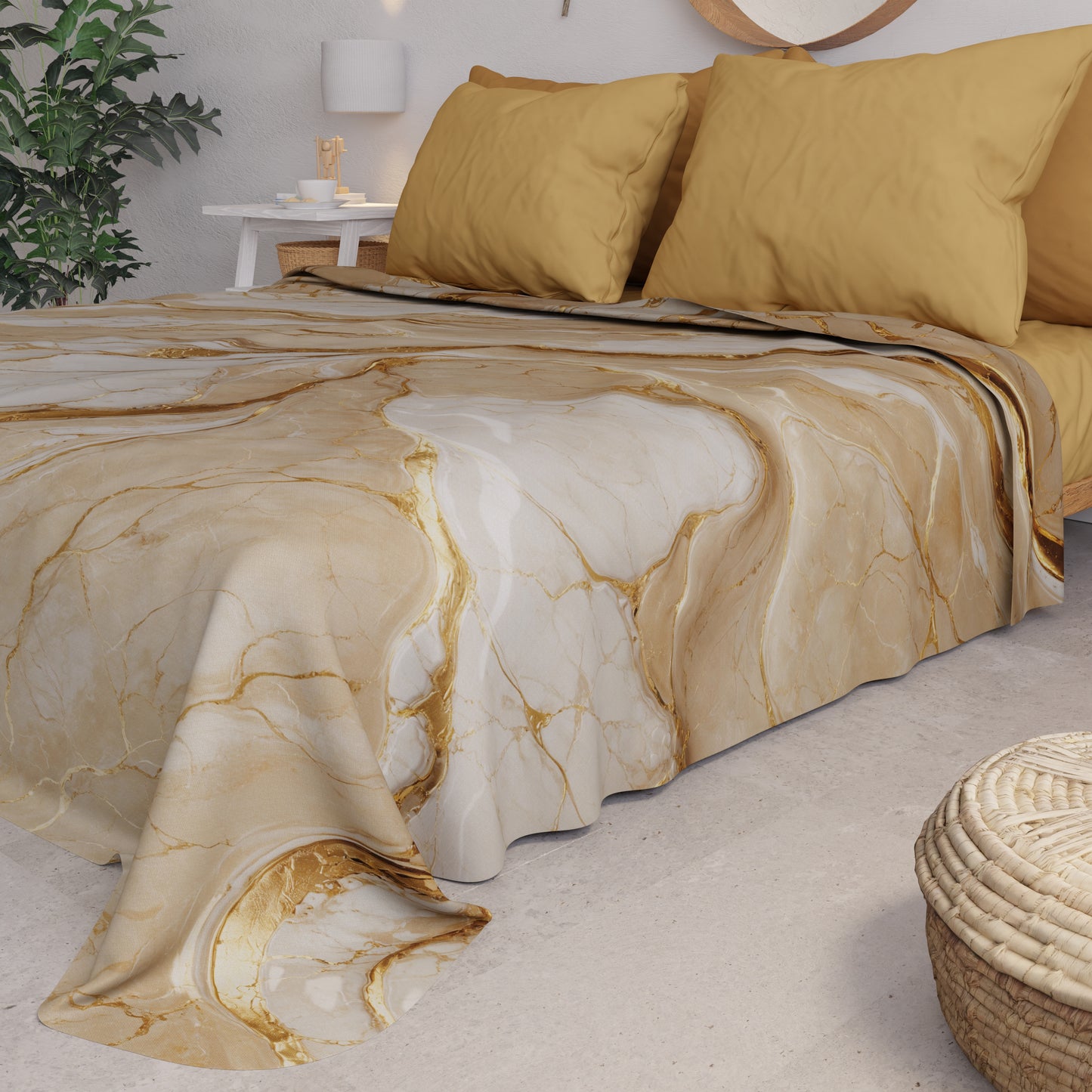 Copriletto Estivo, Coperta Leggera, Lenzuola Copriletto Effetto Beige - DORACREAM