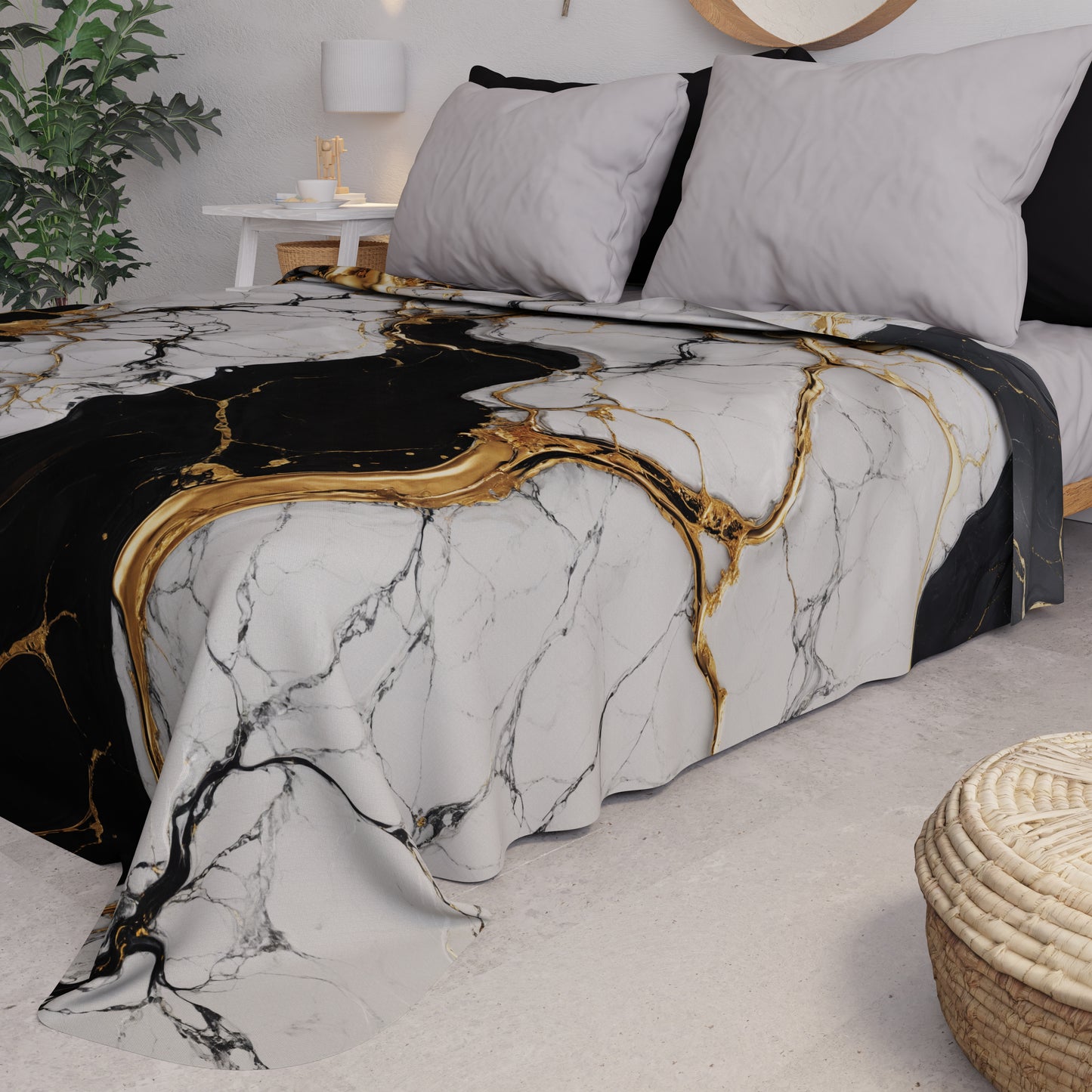 Copriletto Estivo, Coperta Leggera, Lenzuola Copriletto Effetto Nero Bianco - GILDENITE