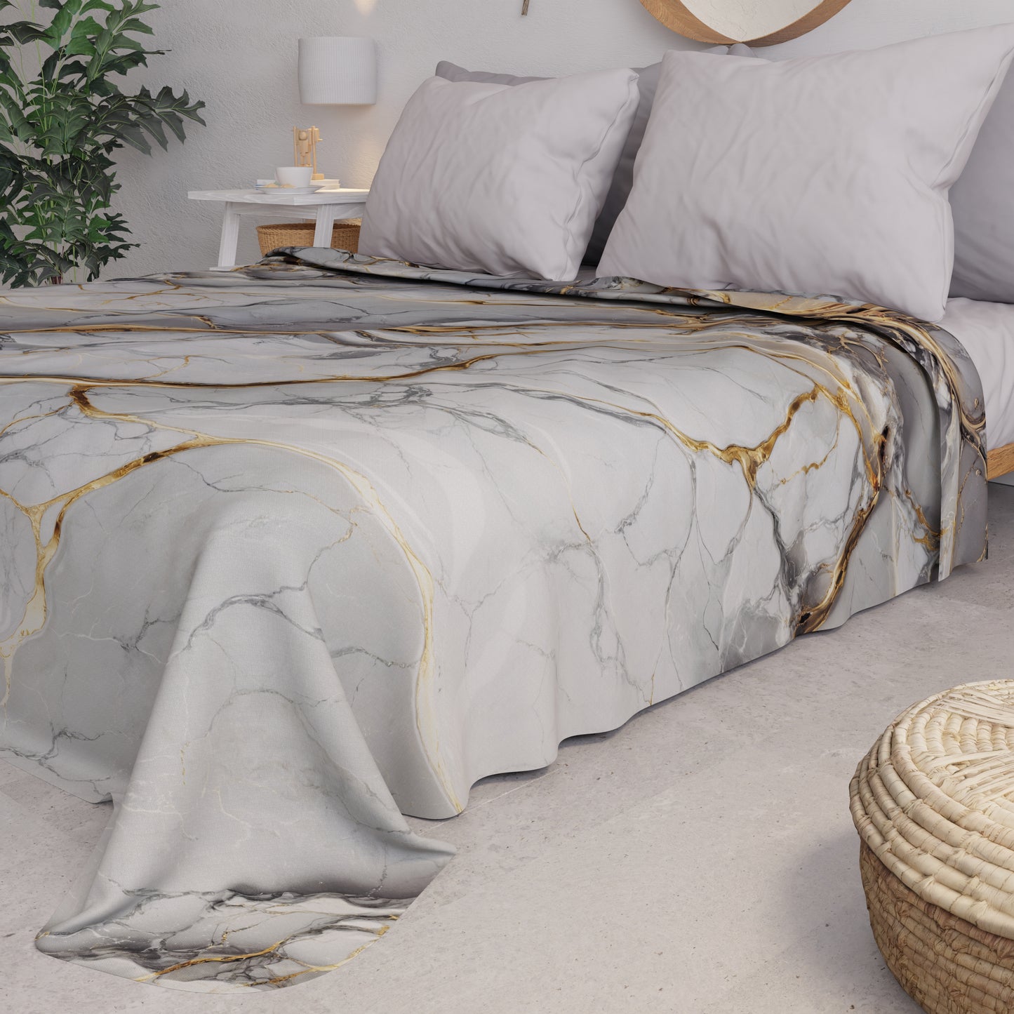 Copriletto Estivo, Coperta Leggera, Lenzuola Copriletto Effetto Grigio Chiaro - GRAFYLUX