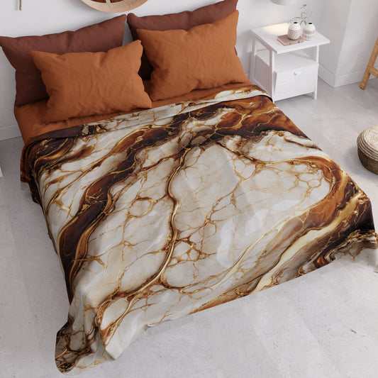 Couvre-lit d'été, Couverture légère, Draps de couvre-lit effet marbre marron - MOCCACHINO