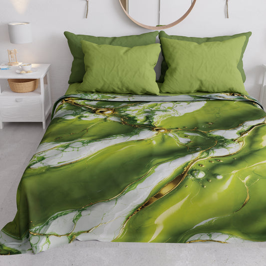 Copriletto Estivo, Coperta Leggera, Lenzuola Copriletto Effetto Marmo Verde - PISTACHIUS